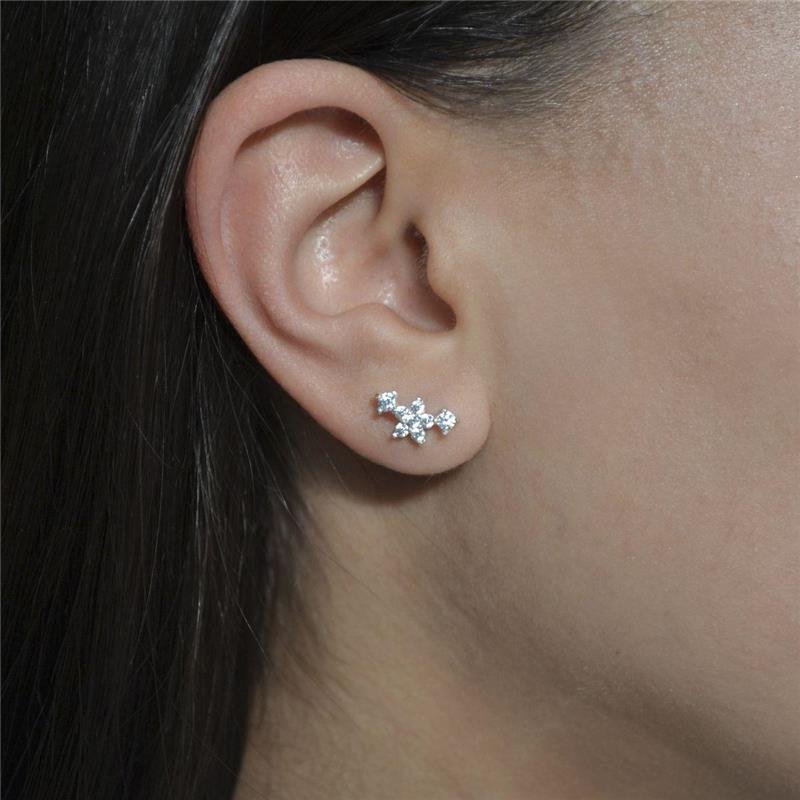 Brinco Prata Leve Ear Cuff Estrelas