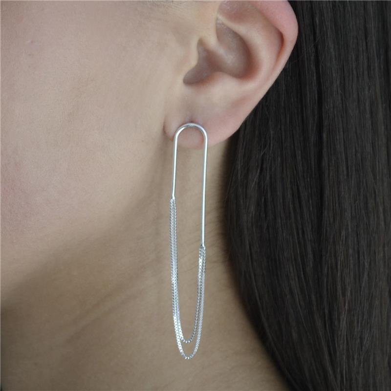 Brinco Prata Leve Drop Line