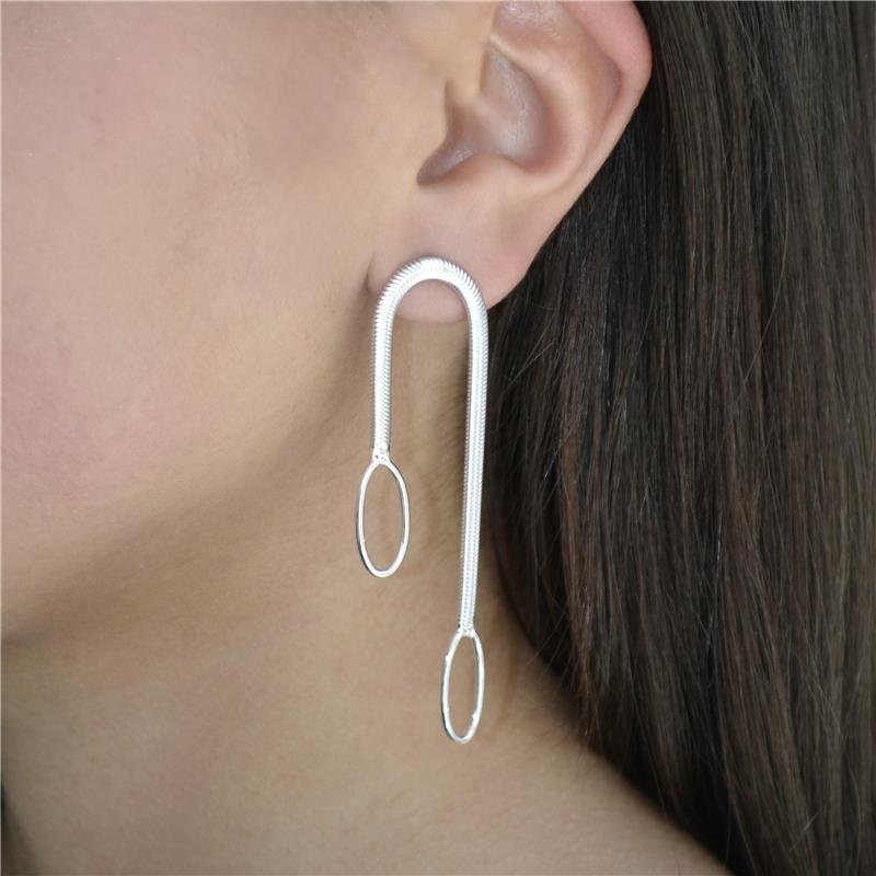 Brinco Prata Leve Malha Flexível 