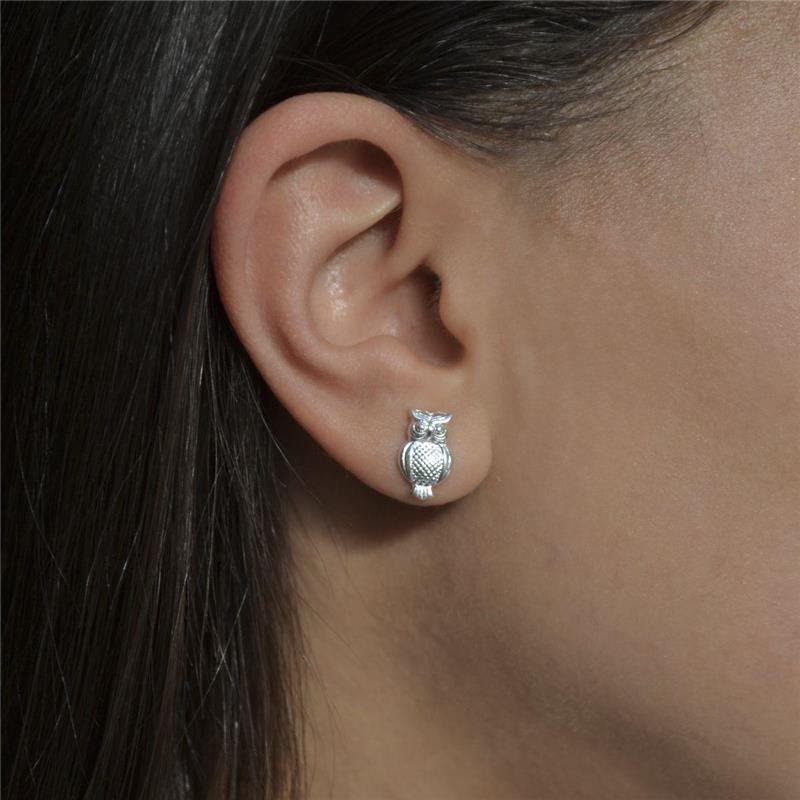 Brinco Prata Leve Coruja da Sabedoria 