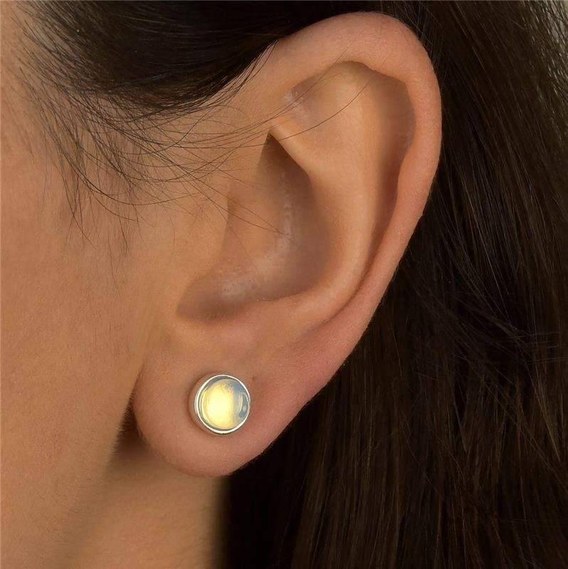 Brinco Prata Leve Opalina Redondo