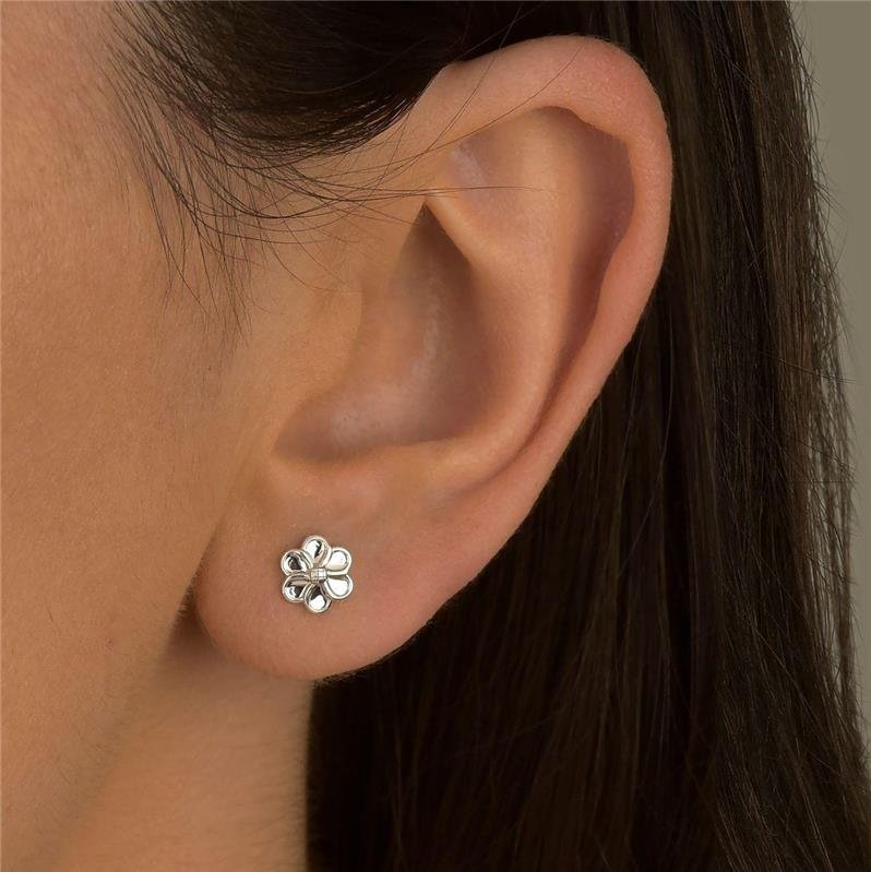 Brinco Prata Leve Segundo Furo Flor 