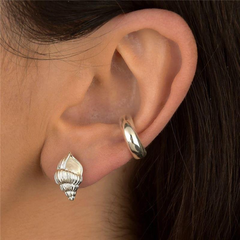 Brinco Prata Leve Concha Sereismo