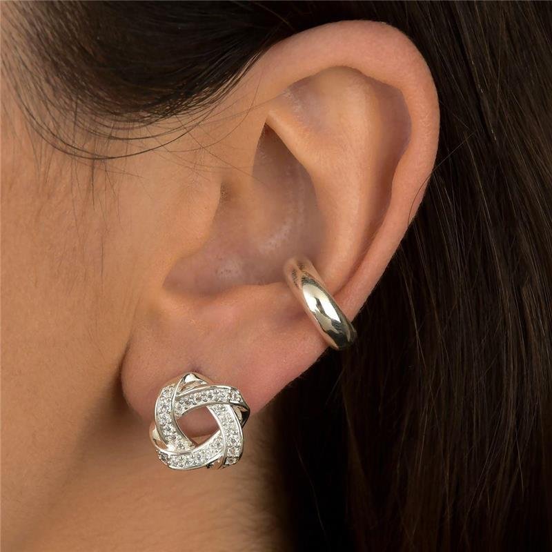 Brinco Prata Leve Entrelaçado