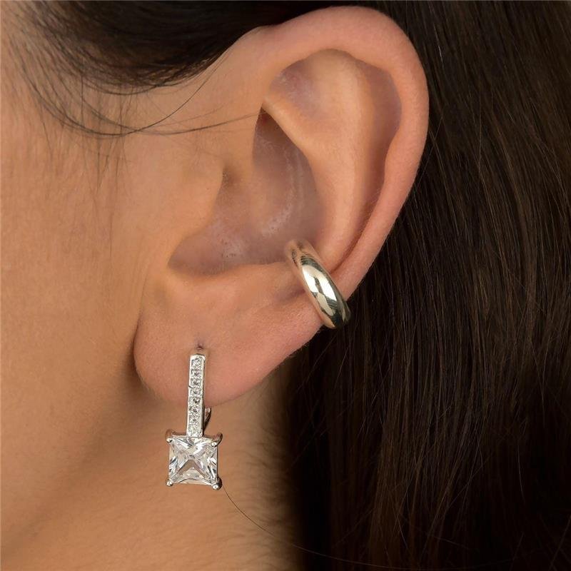 Brinco Cristal Quadrado E Haste