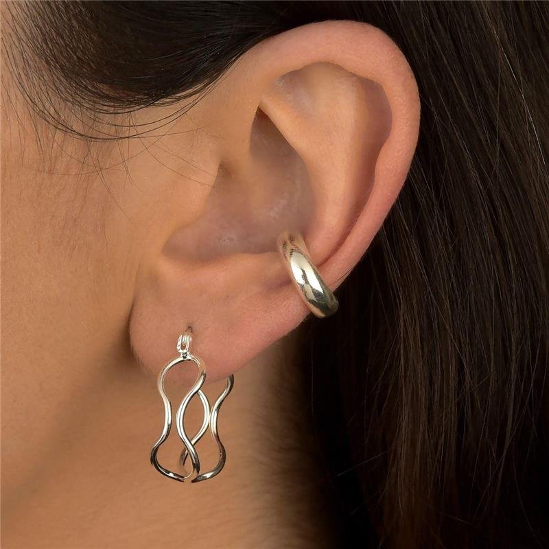Brinco Prata Leve Argola Ondulada