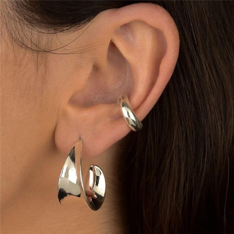 Brinco Prata Leve Argola Curva Lisa