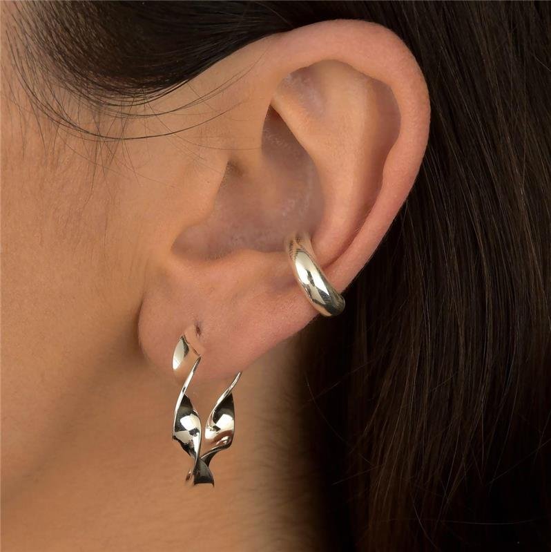 Brinco Prata Leve Argola Ondulada