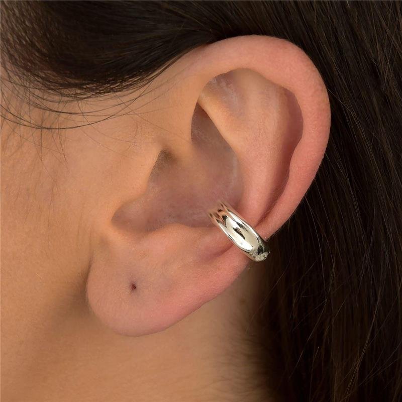 Brinco Prata Leve Piercing Fake