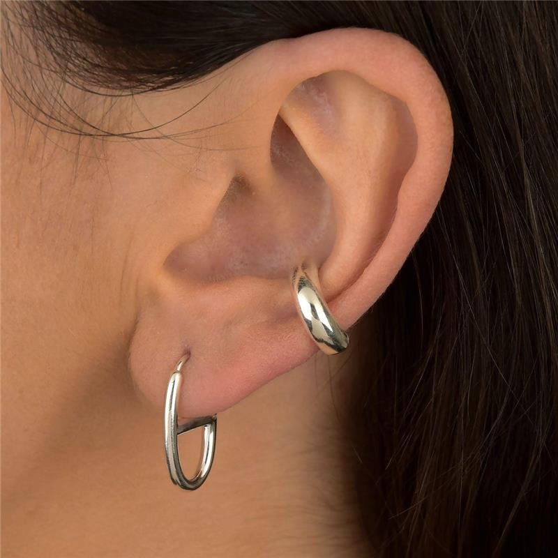 Brinco Prata Leve Elo Click