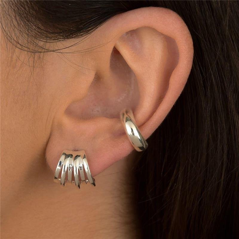 Brinco Prata Leve Seis Linhas