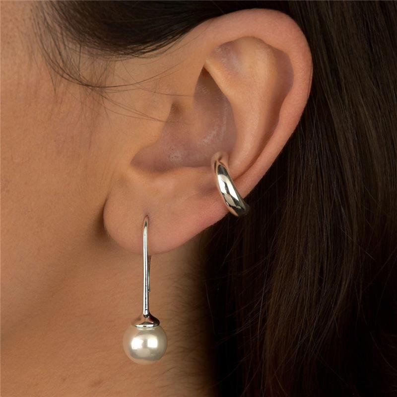 Brinco Prata Leve Gancho e Pérola