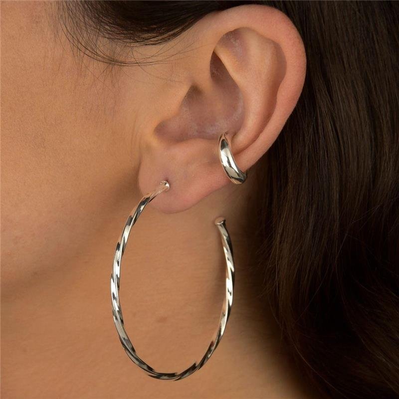 Brinco Prata Leve Argola Torcida