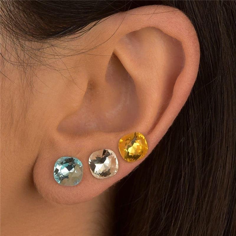 Brinco Trio Zircônia Colors Quadrado