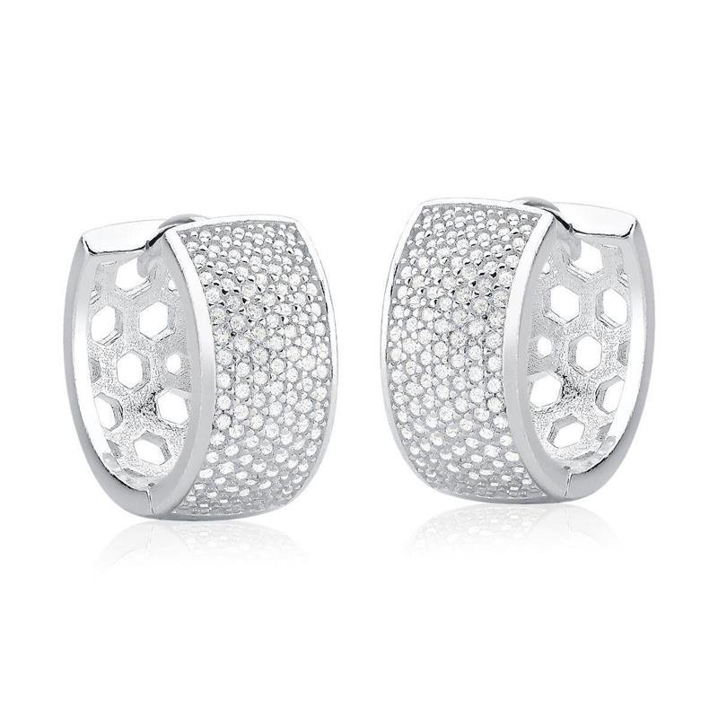 Brinco Prata 925 Argola Click Cravejada