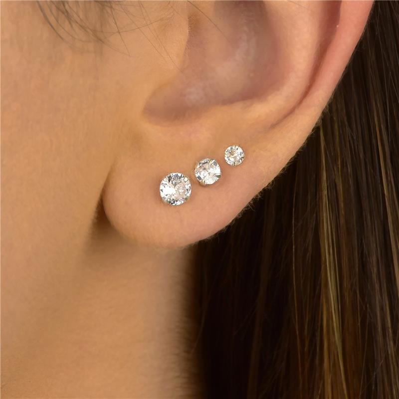 Trio de Brincos Prata 925 Pontos de Luz 