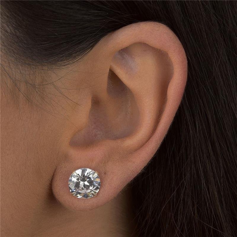 Brinco Prata 925 Ponto De Luz 10mm