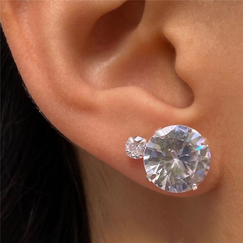 Brinco Prata 925 Ponto De Luz 12mm