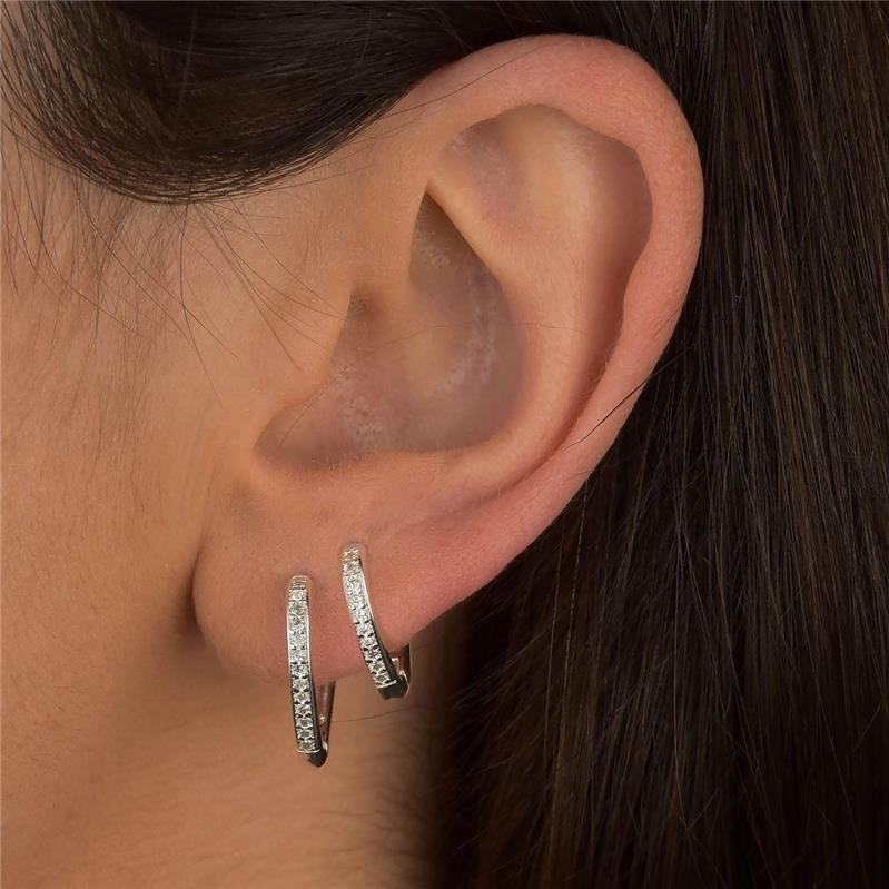 Brinco Prata Legitima Argola Click Cravejada