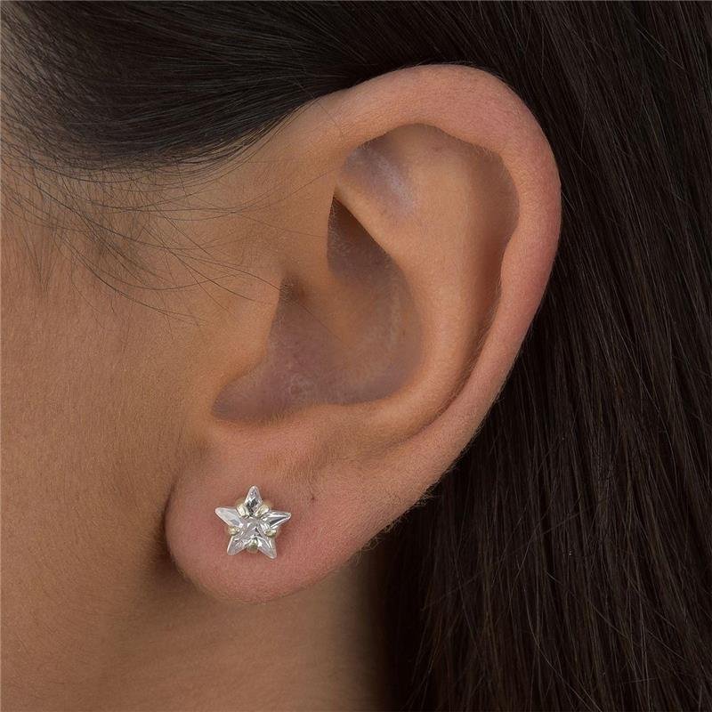 Brinco Prata Legitíma Estrela 8mm
