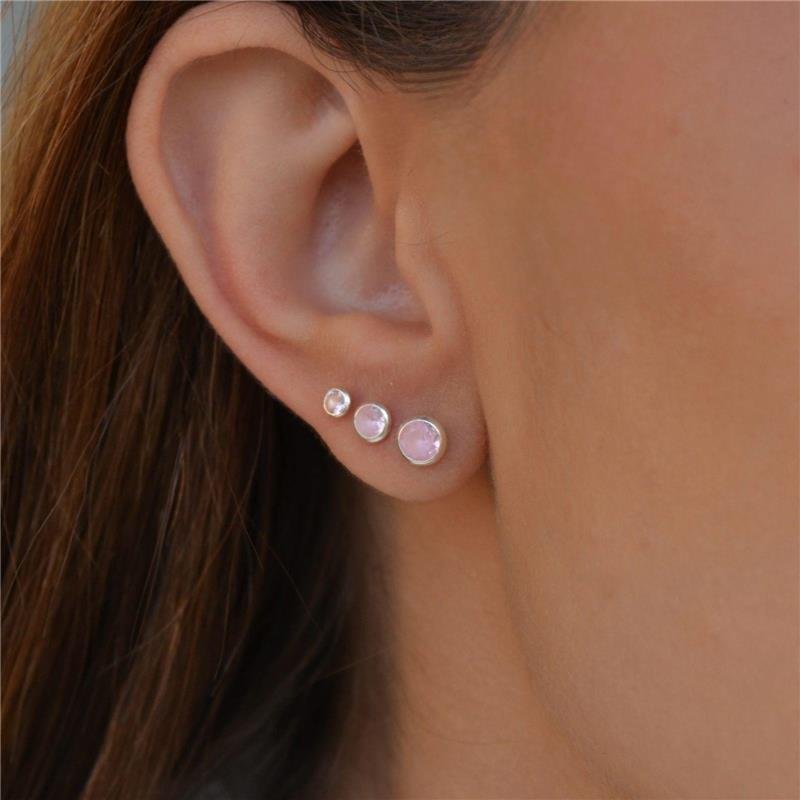 Brinco Prata Legítima Trio Cor Rosa Claro