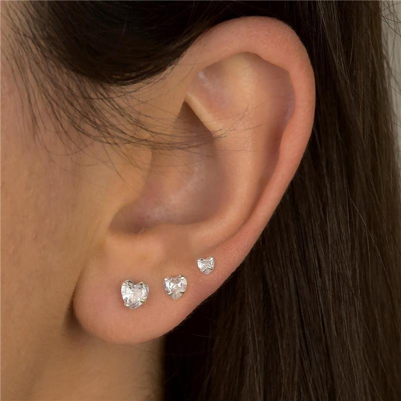 Brinco Trio Prata Legitíma Corações