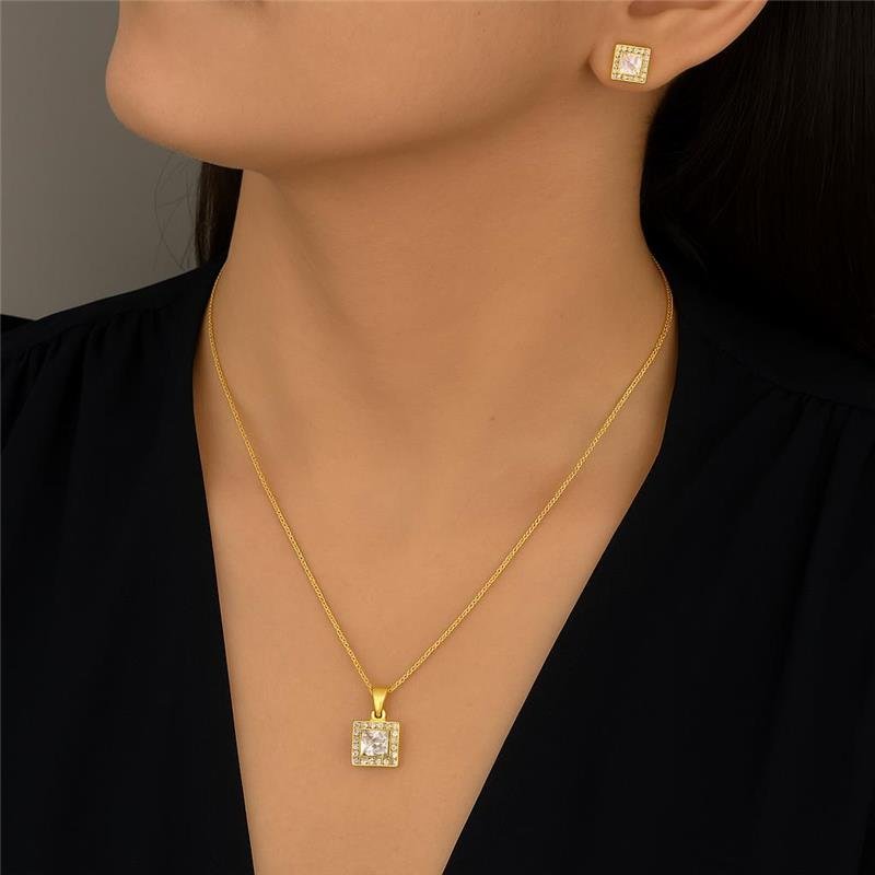 Conjunto Quadrado Zircônia Cristal 