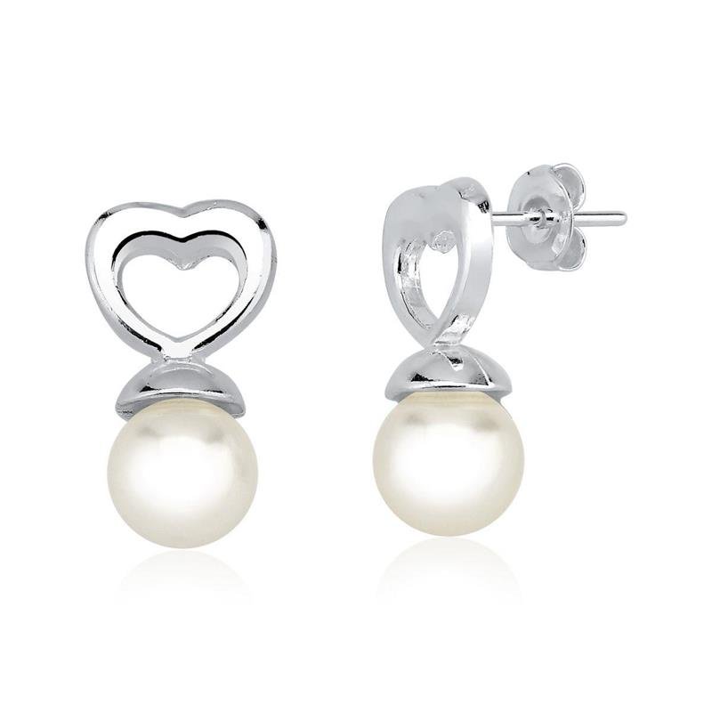 Conjunto Prata Leve Coração Liso e Pérola Shell