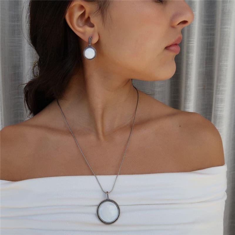 Conjunto Envelhecido Madrepérola Redondo