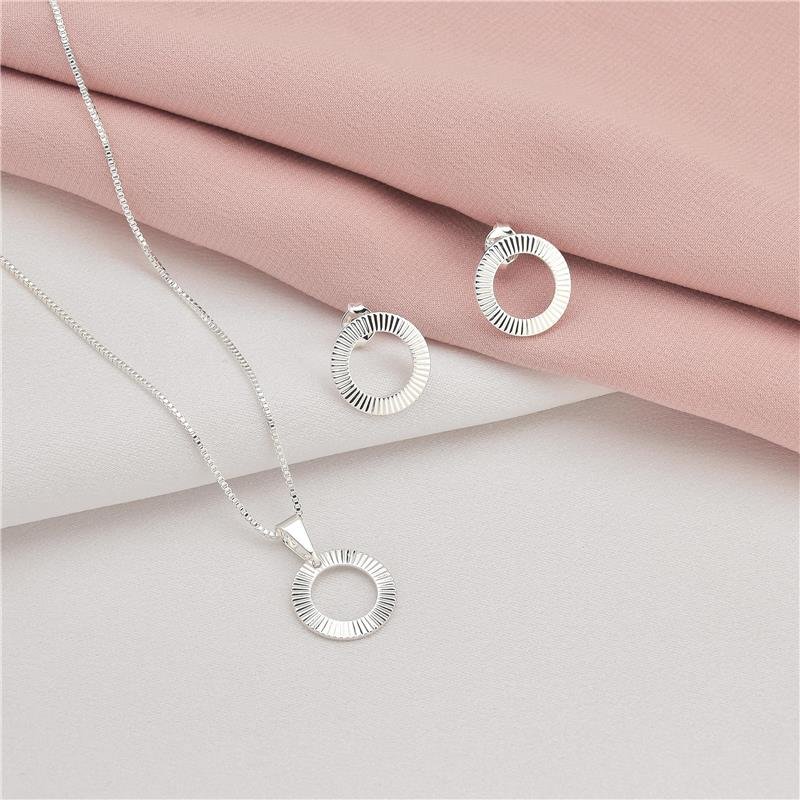 Conjunto Prata Leve Argola Diamantada