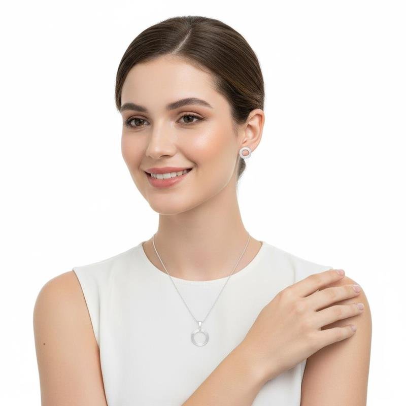 Conjunto Prata Leve Argola Diamantada