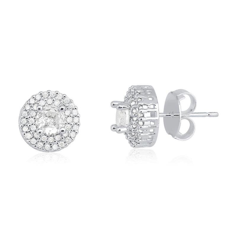 Conjunto Prata Leve Redondo Cravejado