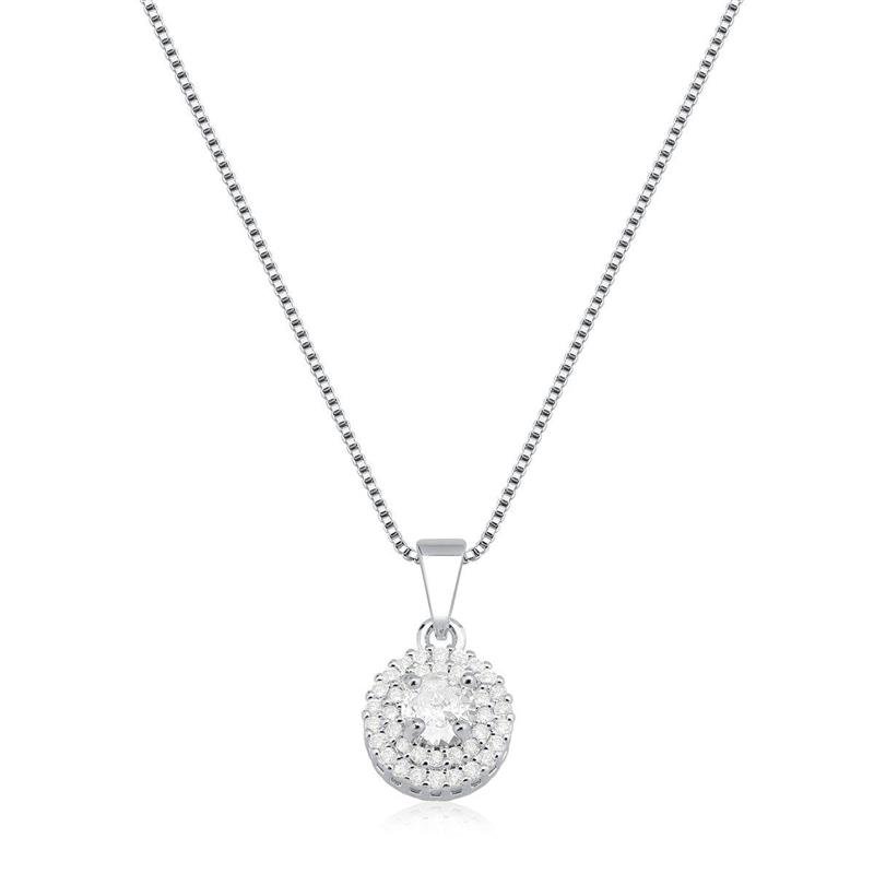 Conjunto Prata Leve Redondo Cravejado