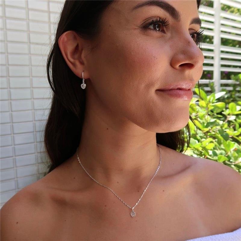 Conjunto Prata Leve Coração Prisma