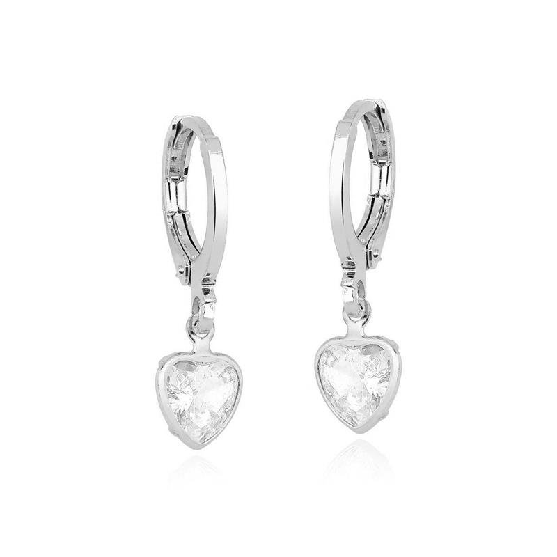 Conjunto Prata Leve Coração Prisma