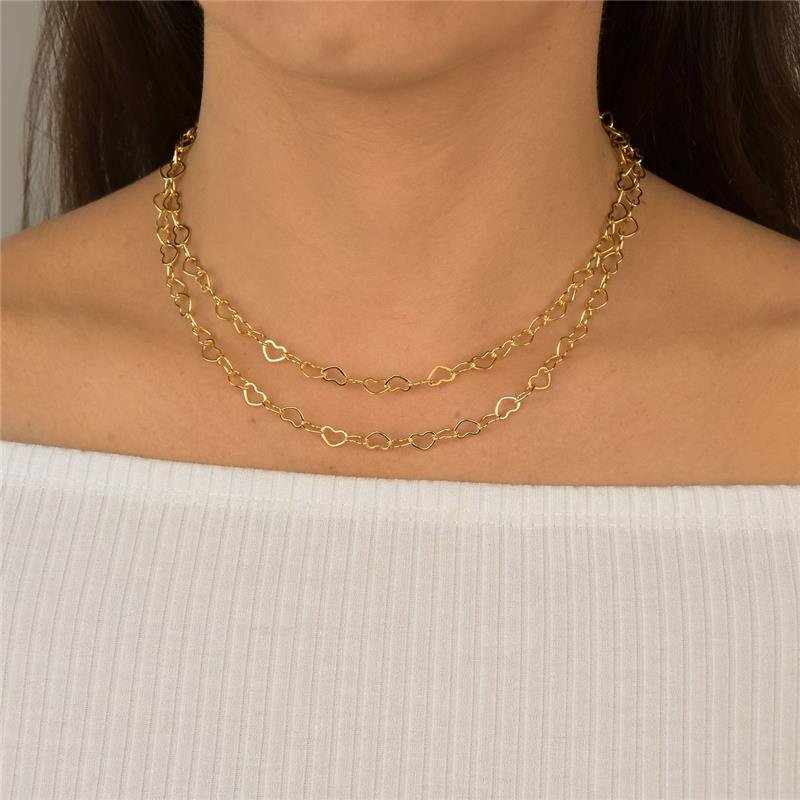 Choker Com Elos de Corações Vazados 35CM