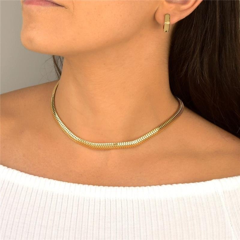 Colar Luxo Malha Flexível 40cm 5mm