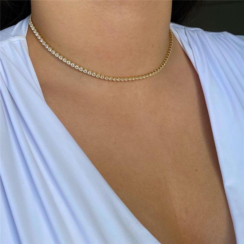 Colar Choker Riviera Zircônias 35cm
