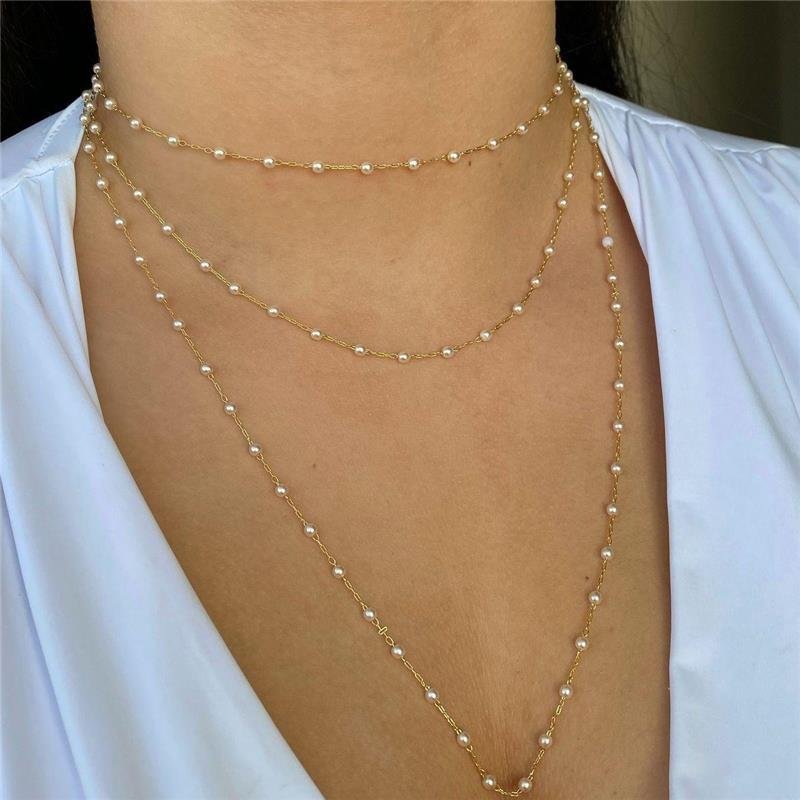 Colar Com Pérolas Longo 60cm