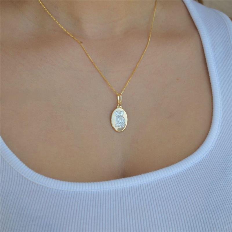 Colar Medalha Coruja