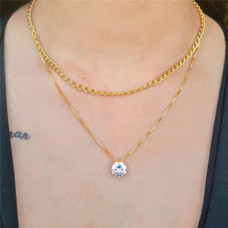 Colar Ponto De Luz Zircônia 8mm