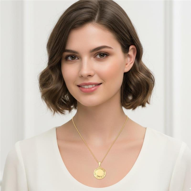 Colar Relicário Com Pingente Redondo 2cm