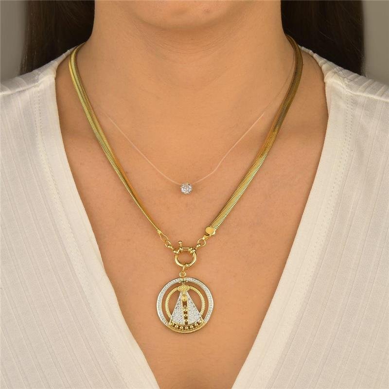 Colar Fio de Nylon Ponto Luz Cristal 