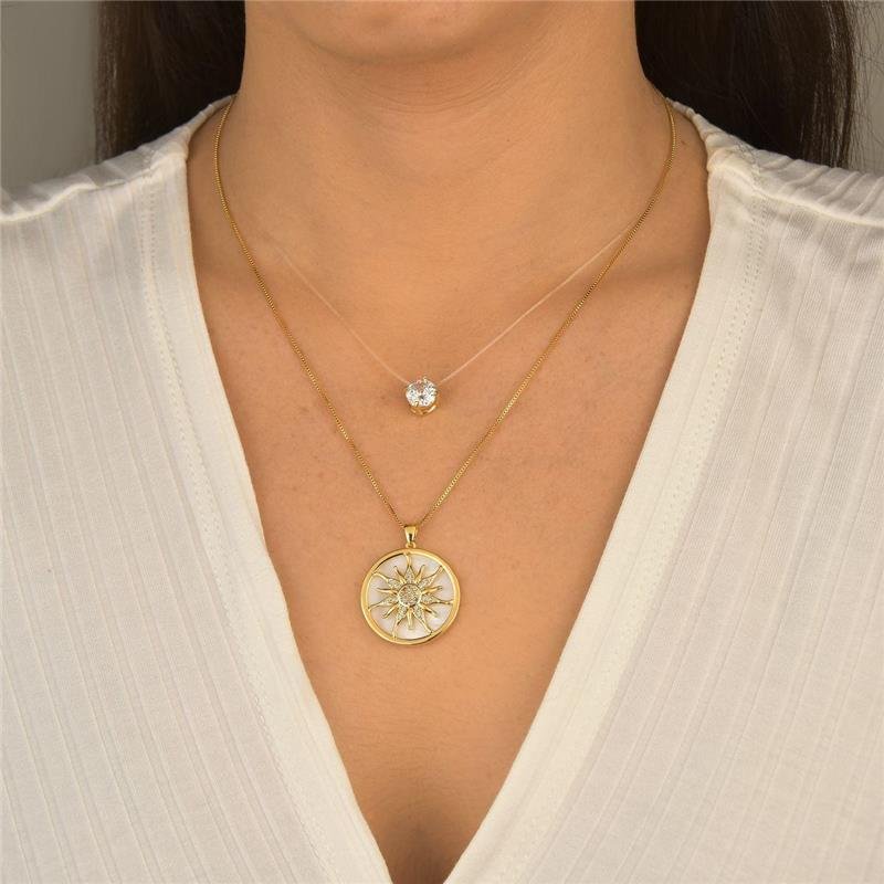 Colar Fio de Nylon Ponto Luz Cristal 