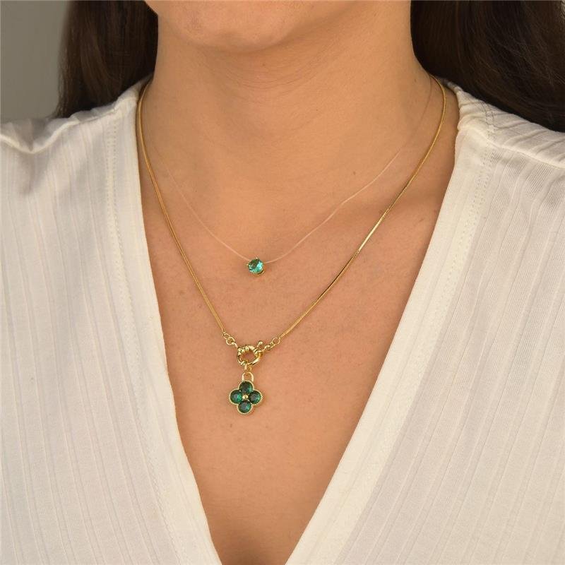 Colar Inspired Flor Verde
