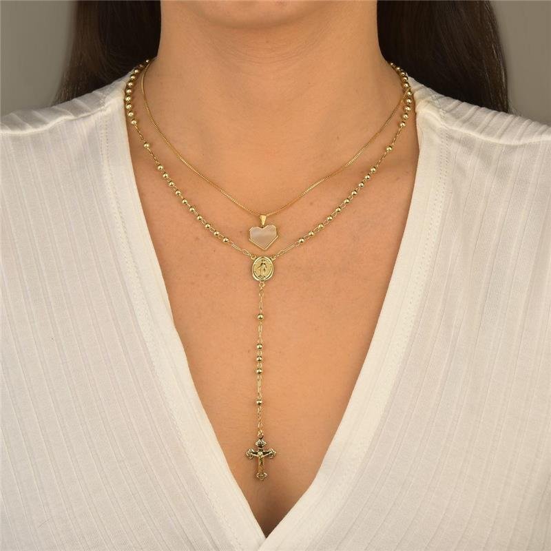 Colar Terço, Cruz e Nossa Senhora das Graças