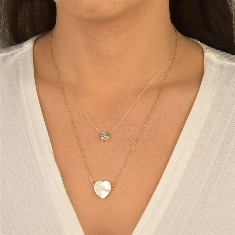 Colar Fio de Nylon Gota Cristal 