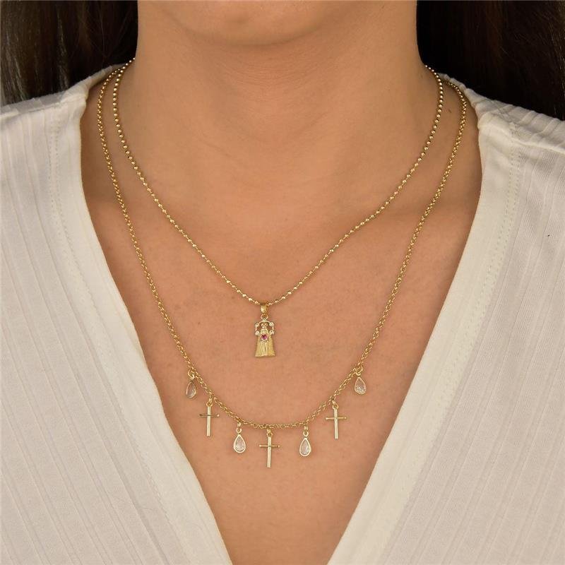 Colar Cruz e Gota