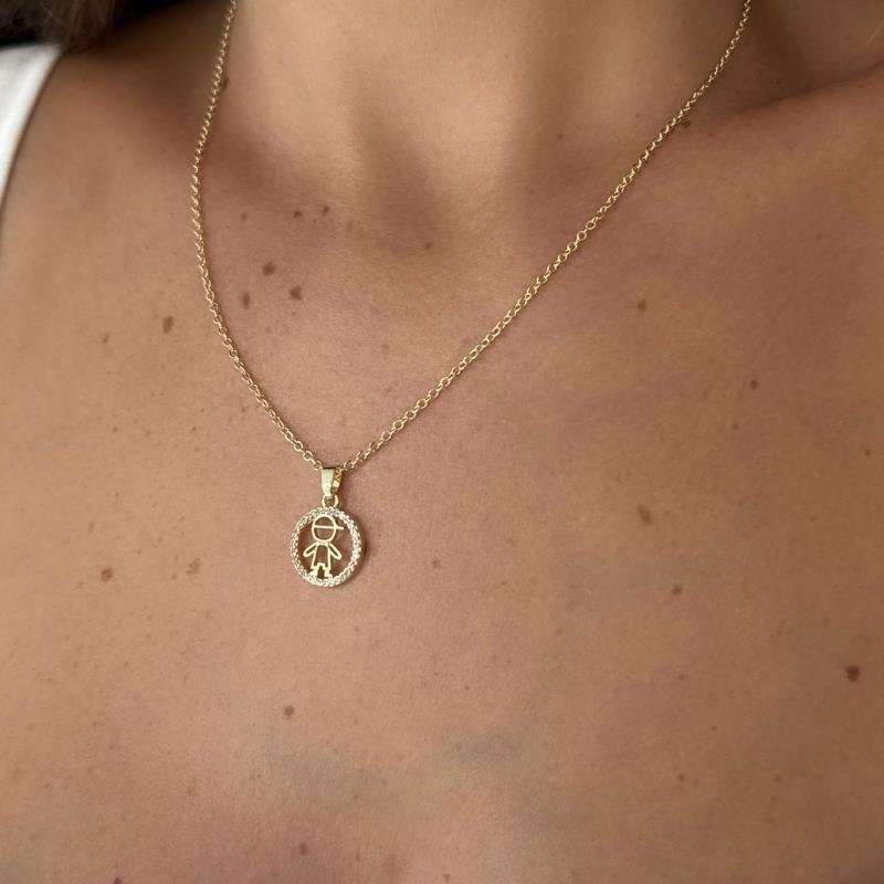 Colar Filho Menino Detalhe Cravejado