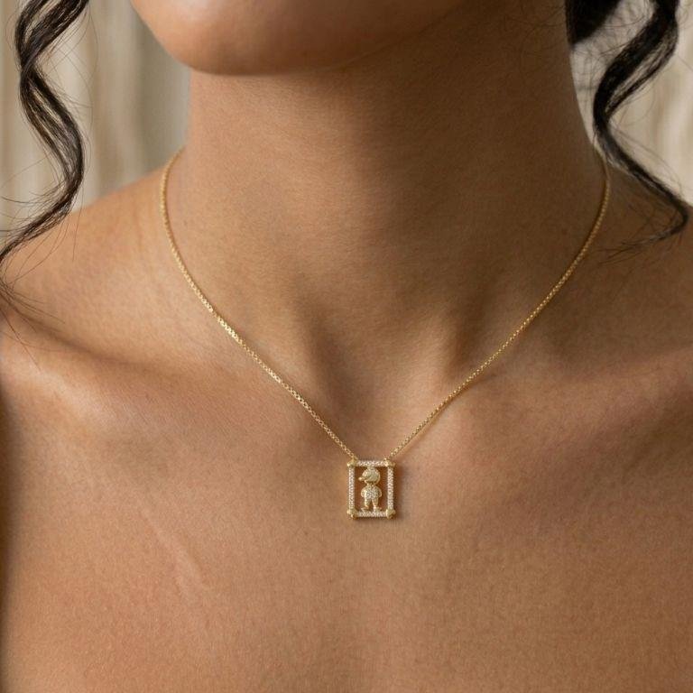 Colar Filho Menino Moldura Cravejada